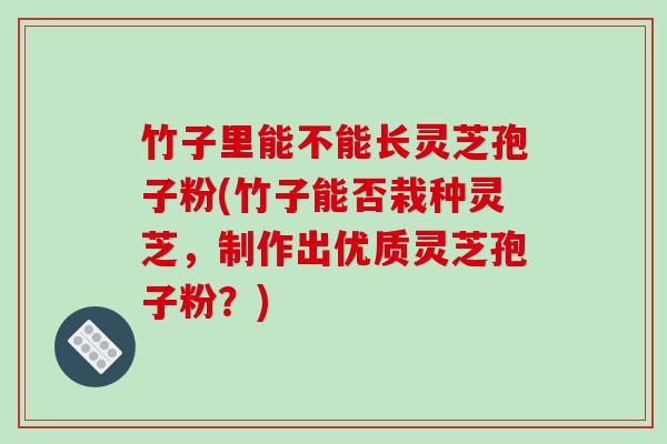 竹子里能不能长灵芝孢子粉(竹子能否栽种灵芝，制作出优质灵芝孢子粉？)