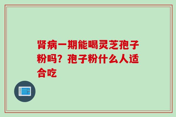肾病一期能喝灵芝孢子粉吗？孢子粉什么人适合吃