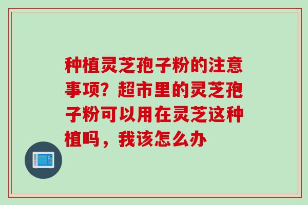 种植灵芝孢子粉的注意事项？超市里的灵芝孢子粉可以用在灵芝这种植吗，我该怎么办