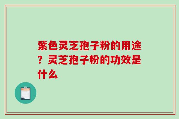 紫色灵芝孢子粉的用途？灵芝孢子粉的功效是什么