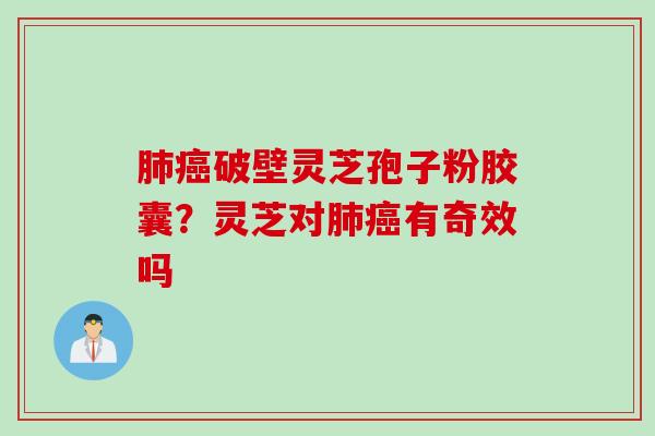 肺癌破壁灵芝孢子粉胶囊？灵芝对肺癌有奇效吗