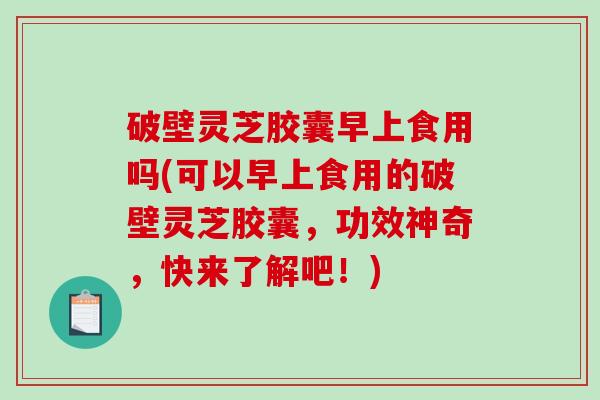 破壁灵芝胶囊早上食用吗(可以早上食用的破壁灵芝胶囊，功效神奇，快来了解吧！)