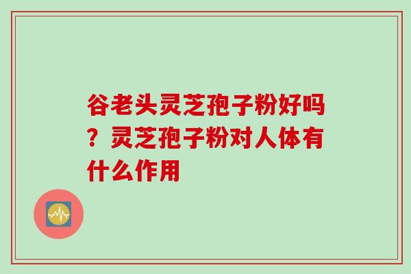 谷老头灵芝孢子粉好吗？灵芝孢子粉对人体有什么作用