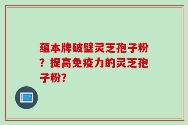 蕴本牌破壁灵芝孢子粉？提高免疫力的灵芝孢子粉？