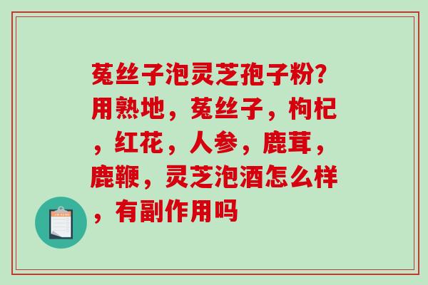 菟丝子泡灵芝孢子粉？用熟地，菟丝子，枸杞，红花，人参，鹿茸，鹿鞭，灵芝泡酒怎么样，有副作用吗