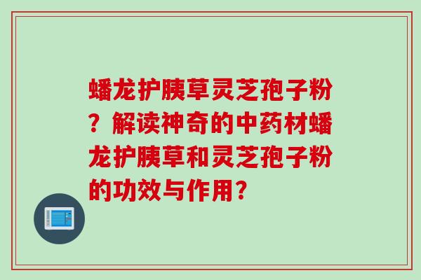 蟠龙护胰草灵芝孢子粉？解读神奇的中药材蟠龙护胰草和灵芝孢子粉的功效与作用？