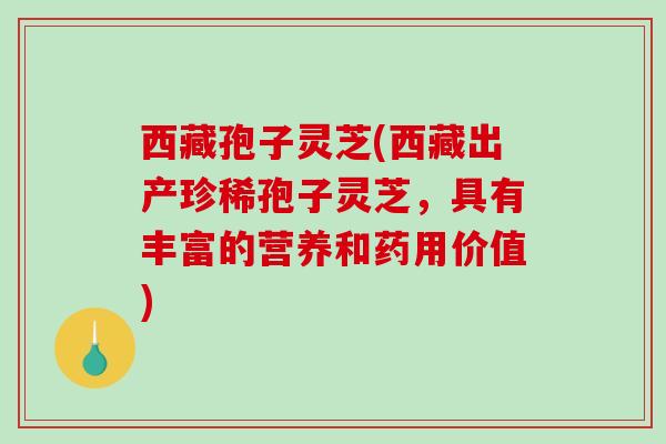 西藏孢子灵芝(西藏出产珍稀孢子灵芝，具有丰富的营养和药用价值)