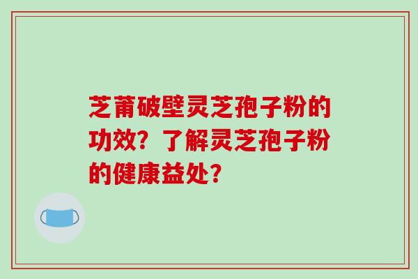 芝莆破壁灵芝孢子粉的功效？了解灵芝孢子粉的健康益处？