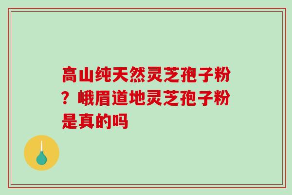 高山纯天然灵芝孢子粉？峨眉道地灵芝孢子粉是真的吗