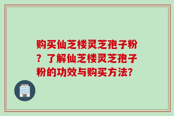 购买仙芝楼灵芝孢子粉？了解仙芝楼灵芝孢子粉的功效与购买方法？
