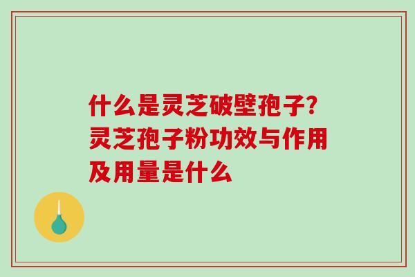 什么是灵芝破壁孢子？灵芝孢子粉功效与作用及用量是什么
