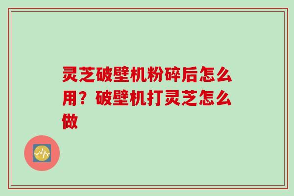 灵芝破壁机粉碎后怎么用？破壁机打灵芝怎么做