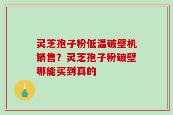灵芝孢子粉低温破壁机销售？灵芝孢子粉破壁哪能买到真的