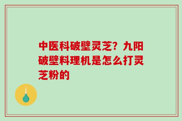 中医科破壁灵芝?九阳破壁料理机是怎么打灵芝粉的 中医科破壁灵芝?九阳破壁料理机是怎么打灵芝粉的
