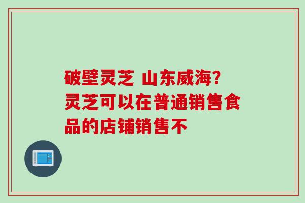 破壁灵芝 山东威海？灵芝可以在普通销售食品的店铺销售不