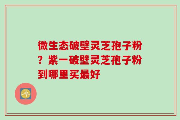微生态破壁灵芝孢子粉？紫一破壁灵芝孢子粉到哪里买最好