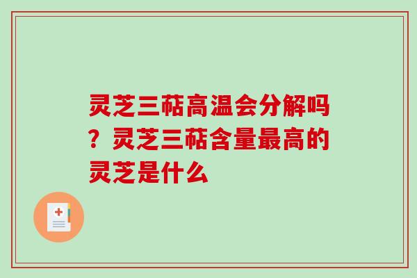 灵芝三萜高温会分解吗？灵芝三萜含量最高的灵芝是什么
