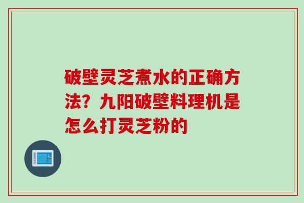破壁灵芝煮水的正确方法？九阳破壁料理机是怎么打灵芝粉的