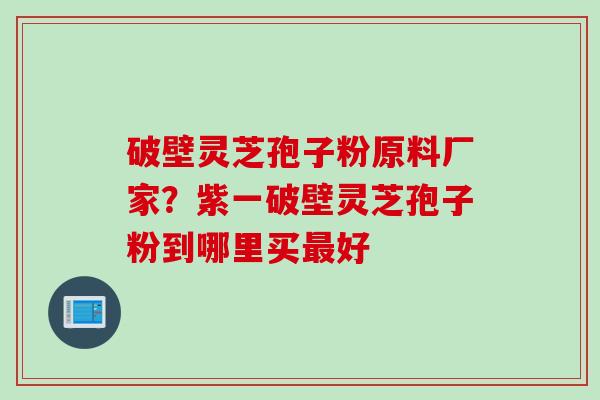 破壁灵芝孢子粉原料厂家？紫一破壁灵芝孢子粉到哪里买最好