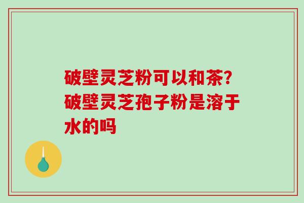 破壁灵芝粉可以和茶？破壁灵芝孢子粉是溶于水的吗