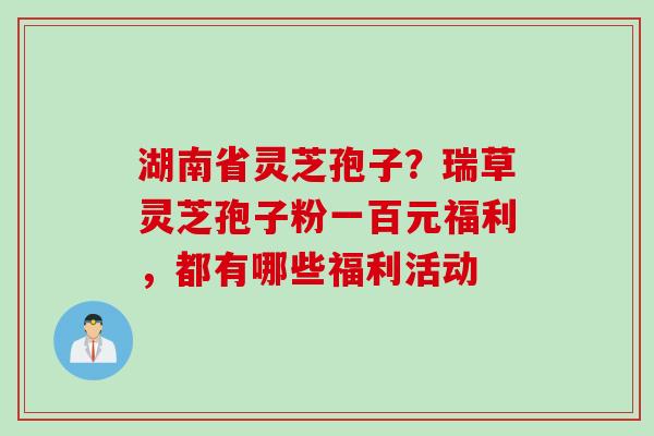 湖南省灵芝孢子？瑞草灵芝孢子粉一百元福利，都有哪些福利活动