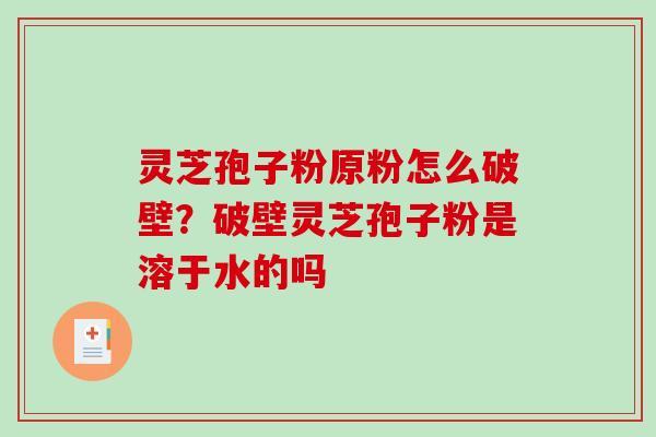 灵芝孢子粉原粉怎么破壁？破壁灵芝孢子粉是溶于水的吗
