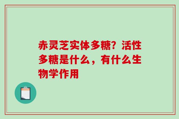 赤灵芝实体多糖？活性多糖是什么，有什么生物学作用
