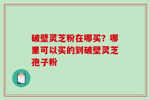 破壁灵芝粉在哪买？哪里可以买的到破壁灵芝孢子粉