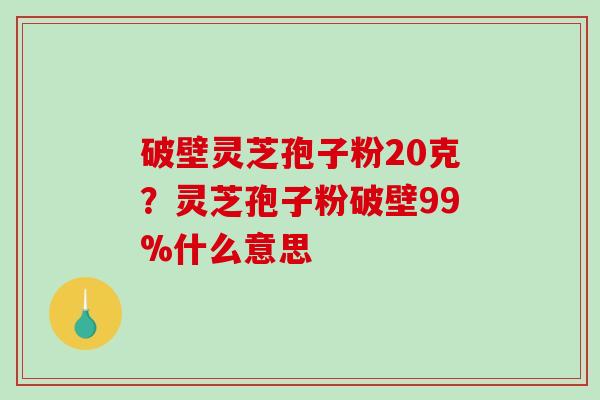 破壁灵芝孢子粉20克？灵芝孢子粉破壁99%什么意思