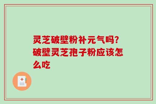 灵芝破壁粉补元气吗？破壁灵芝孢子粉应该怎么吃