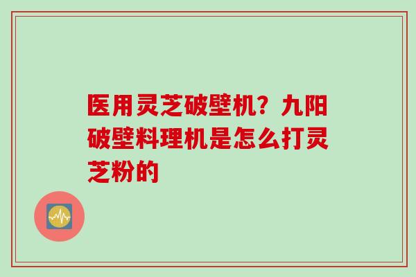 医用灵芝破壁机？九阳破壁料理机是怎么打灵芝粉的