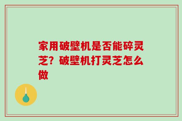 家用破壁机是否能碎灵芝？破壁机打灵芝怎么做