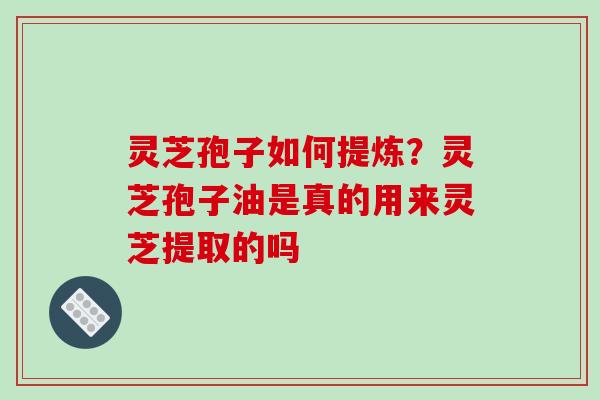 灵芝孢子如何提炼？灵芝孢子油是真的用来灵芝提取的吗