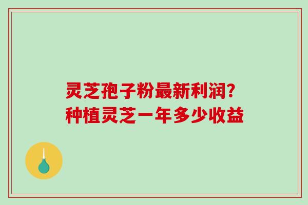 灵芝孢子粉最新利润？种植灵芝一年多少收益