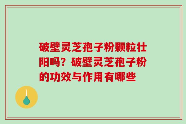 破壁灵芝孢子粉颗粒壮阳吗？破壁灵芝孢子粉的功效与作用有哪些