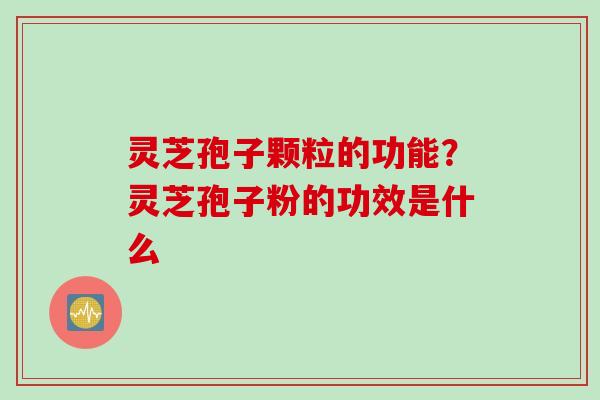 灵芝孢子颗粒的功能？灵芝孢子粉的功效是什么