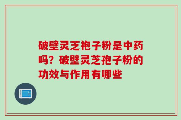 破壁灵芝袍子粉是中药吗？破壁灵芝孢子粉的功效与作用有哪些
