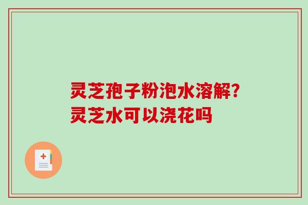 灵芝孢子粉泡水溶解？灵芝水可以浇花吗