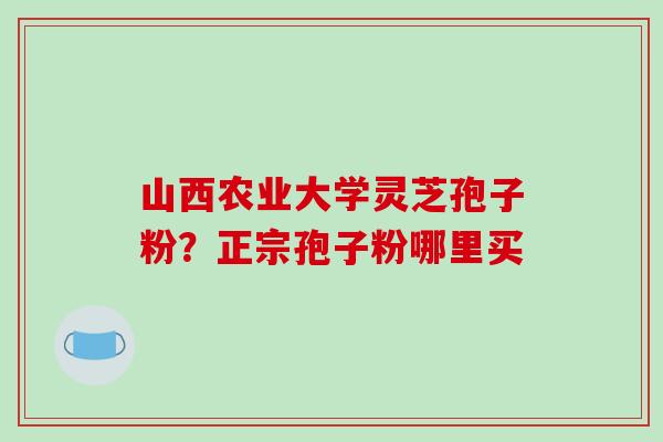 山西农业大学灵芝孢子粉？正宗孢子粉哪里买