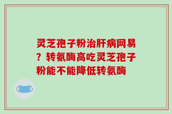 灵芝孢子粉治肝病网易？转氨酶高吃灵芝孢子粉能不能降低转氨酶