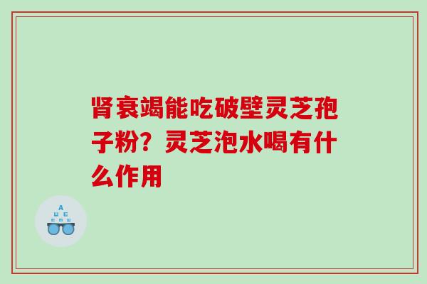 肾衰竭能吃破壁灵芝孢子粉？灵芝泡水喝有什么作用