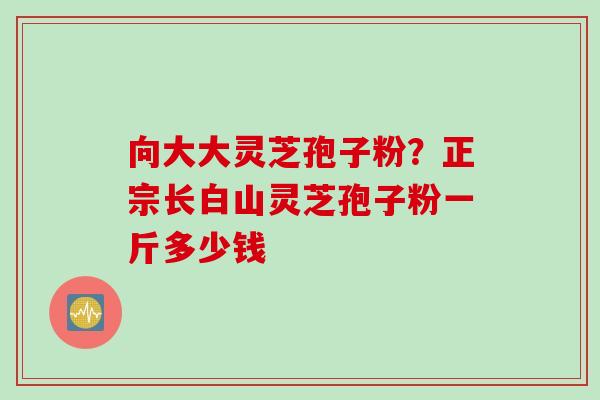 向大大灵芝孢子粉？正宗长白山灵芝孢子粉一斤多少钱