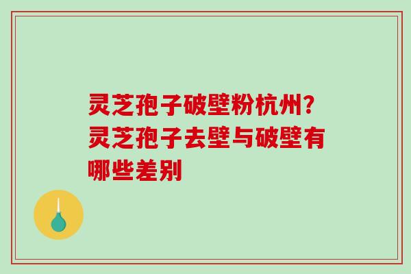 灵芝孢子破壁粉杭州？灵芝孢子去壁与破壁有哪些差别