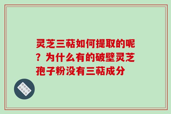 灵芝三萜如何提取的呢？为什么有的破壁灵芝孢子粉没有三萜成分