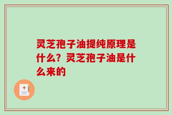灵芝孢子油提纯原理是什么？灵芝孢子油是什么来的