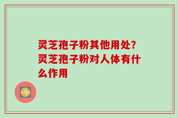 灵芝孢子粉其他用处？灵芝孢子粉对人体有什么作用