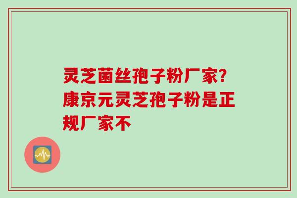 灵芝菌丝孢子粉厂家？康京元灵芝孢子粉是正规厂家不
