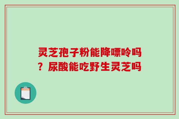 灵芝孢子粉能降嘌呤吗？尿酸能吃野生灵芝吗