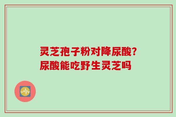 灵芝孢子粉对降尿酸？尿酸能吃野生灵芝吗