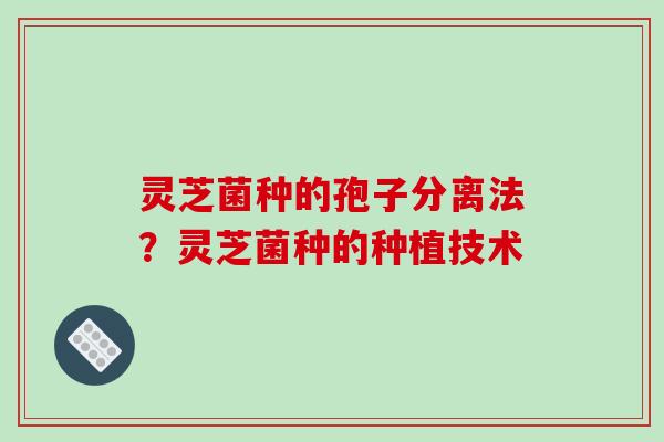 灵芝菌种的孢子分离法？灵芝菌种的种植技术
